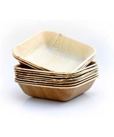 Patra 50pcs - 6 Inch Square Bowls | 16oz (500ml) | Palm Leaf Disposable Bamboo Bowl | Eco Friendly | Biodegradable | Backyard Compostable | Zero Waste - Buy Online on GoSupps.com