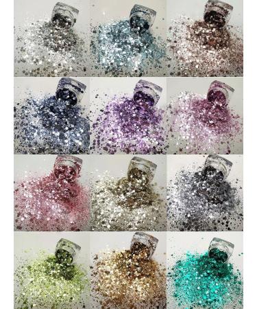 Buy Bishengyf 12 Holographic Glitter Powder Sequins - Metallic Shiny Nail Art & Craft Flakes - International Shipping Available - Buy Online on GoSupps.com