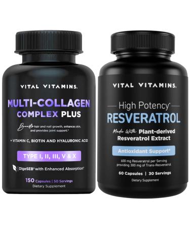 Vital Vitamins Multi Collagen Complex Plus Capsules + Resveratrol Capsules