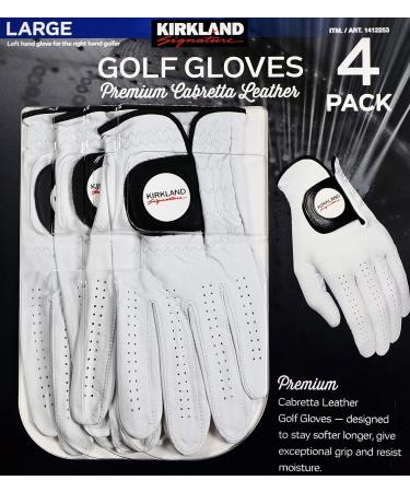 KIRKLAND SIGNATURE Golf Gloves Premium Cabretta Leather Large 4 Pack - Quality Golf Glove Set - Buy Online on GoSupps.com