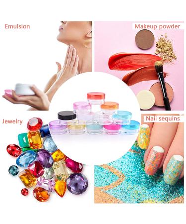 Ulikey 60 PCS Empty Cosmetic Jars - 5g Plastic Containers with Lids for Cream Powder Glitter | 12 Vibrant Colors - Perfect for Nail Art & Crafts - Buy Online on GoSupps.com