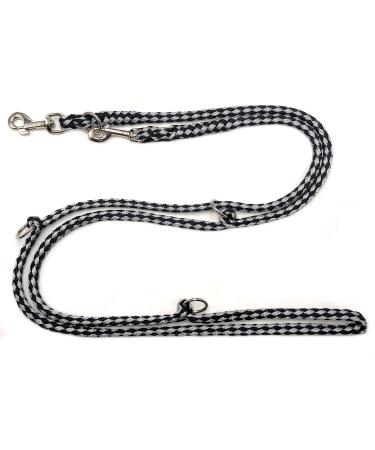 Dogeline Double Leash Practice Leash for medium dogs up to 45 kg over 39 colors very stable (3.50 m Dallas) 3.50 m black and gray