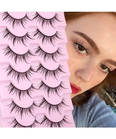 Manga Lashes Natural look Japanese Lashes Anime Spiky Eyelashes Natural Wispy Asian Style False Eyelashes That Look Like Extension 13MM 8 Pairs Pack by PHKERATA Style H