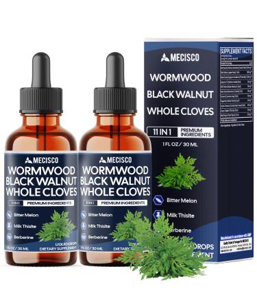2Packs of 30ml - Wormwood Liquid Drops. Combined to Black Walnut Whole Cloves Berberine Milk Thislte Bitter Melon and 5 More Herbs 11-in-1 Wormwood Liquid Drops - 120 Days Supply