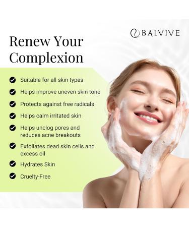 BALVIVE Foaming Facial Cleanser with Salicylic Acid Glycolic Acid & Lactic Acid & Green Tea Extract Face Wash for Acne Oily & Sensitive Skin Makeup Remover & Pore-Cleansing Skincare 6.7 fl oz - Buy Online on GoSupps.com