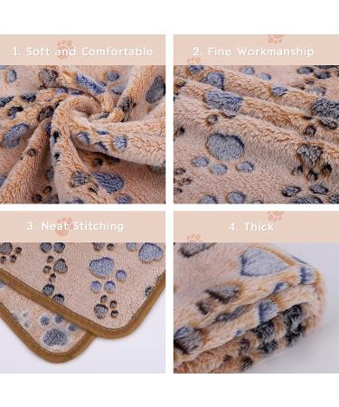 Pedgot Fluffy Dog Blankets with Paw Print - Set of 4 | Soft & Warm Pet Throw Blankets for Small Dogs & Cats | Brown/White/Pink | 24 x 16 & 30 x 20 Inches - Buy Online on GoSupps.com