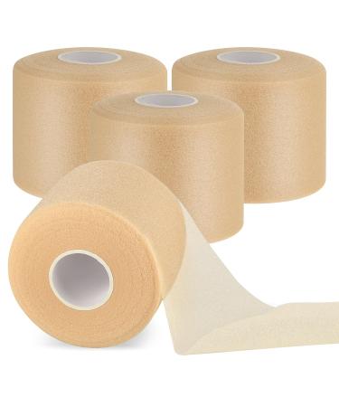 ZCFOIKAN Soft Sports Tapes 4 Rolls Pre Wrap Tape Foam Underwrap Tape Non-Adhesive Protective Foam Wrap for Hair Ankles Wrists Hands and Knees 2.4 Inches x 22 Yards(Beige)