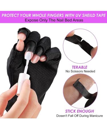SINOKAME UV Gloves for Gel Nail Lamp | Full Coverage Finger UPF 50+ Protection | Cooling Tech Fabric with Silicone Print | Fingerless Sun UV Gloves for Women (Black) - Buy Online on GoSupps.com
