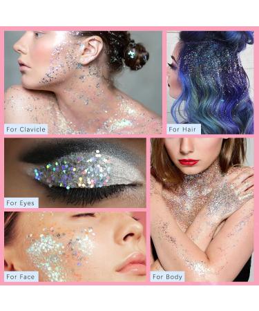Silver Body Glitter Stick - Holographic Chunky Gel for Concerts Festivals & Parties | Sparkling Mermaid Makeup Accessories - Buy Online on GoSupps.com