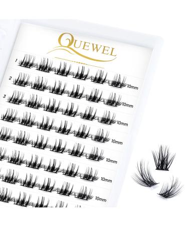 Eyelash single quewel individual eyelashes lashes curl 10mm eyelash segments wide foundation individual eyelashes for eyes make-up diy eyelash extensions (fluffy 02-c-10mm) 1 piece (1 Pack) Fluffy 02-c-10mm