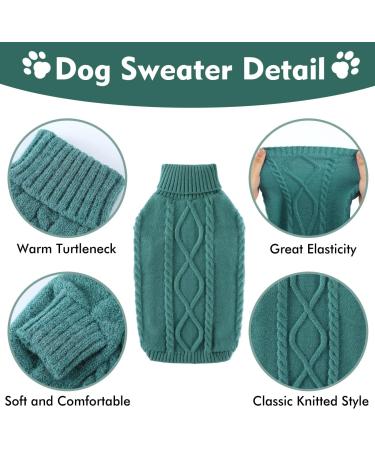 Warm Knitted Pet Sweater for Cats & Dogs - Turtleneck Vest in Peacock Green - Soft Wool Winter Coat - Buy Online on GoSupps.com