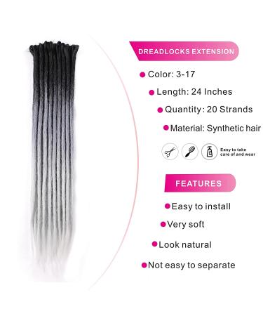 ELIGHTY 24 Inch Synthetic Dreadlock Extensions - Soft Faux Locs Crochet Braiding Hair for Women/Men (Pack of 20) - Buy Online on GoSupps.com