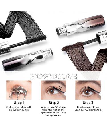  Prreal Mascara double t te imperm able noir et marron 3D Curling Long Eyelashes Iron Volume & Length Mascaras Non-Clumping Longlasting Fullness and Defined Eye Makeup - Buy Online on GoSupps.com