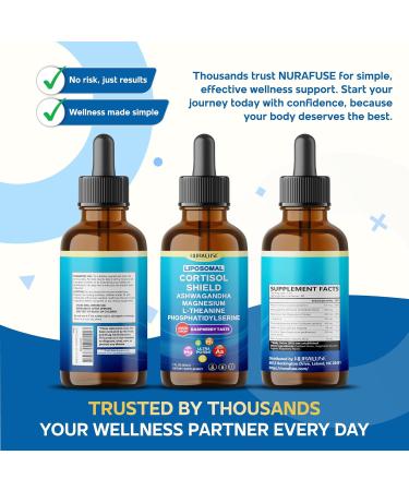 Liposomal Cortisol Shield Ashwagandha Magnesium Theanine Phosphatidylserine St Johns Wort Liquid Drops Ultra Potent Natural Taste USA Made & Lab Tested 2 FL OZ (60ml) 60ml (pack of 1) - Buy Online on GoSupps.com