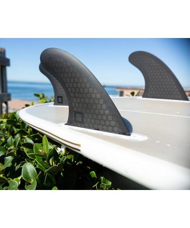 Surf Squared Large Honeycomb Fiberglass Performance Fin Set - Compatible with Futures Single Tab or FCS1 Twin Tab Surfboards - Ride as Twin, Thruster, or Quad - Buy Online on GoSupps.com