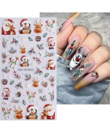JMEOWIO 3D Embossed Christmas Glitter Nail Art Stickers Decals Self-Adhesive 5D Snowflake Xmas Winter Holiday Cute Cookies Nail Supplies Nail Art Design Decoration Accessories 4 Sheets - Buy Online on GoSupps.com