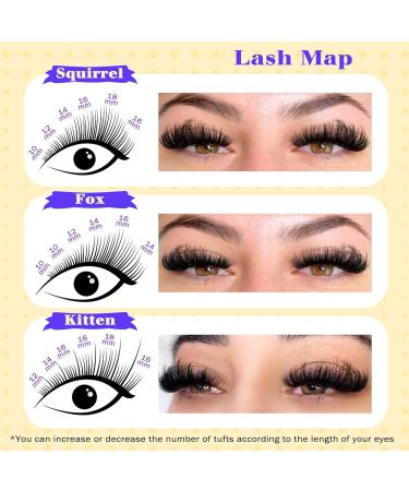 Cluster Lashes Kit 300D Thick Eyelash Extension Kit DIY Individual Eyelashes DD Curl Russian Eyelashes Individuals Kit Fluffy Lash Clusters Extensions with Bond and Seal Lash Tweezers by Goddvenus F-300D lash extension kit - Buy Online on GoSupps.com