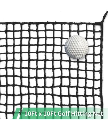 EMEKIAN Black Polyester Golf Practice Fence Net, Heavy Duty Golf Ball Barrier Net, Indoor Outdoor Portable Golf Seine Net, Golf Batting Net, Adjustable Protective Net for Backyard 10 ft x 10 ft
