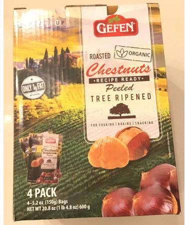 Organic Roasted Chestnuts 20.8 oz (4 x 5.2 oz Bags) Premium Quality - Buy Online on GoSupps.com