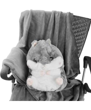MUZIRI KINOKOO Cute Hamster Plush Pillow Blanket - Soft Folding Throw Blanket for TV, Sofa, Office Nap - Stuffed Toy Blanket - Grey - Buy Online on GoSupps.com