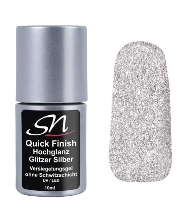 Sn quick finish glitter silver high gloss sealing gel without sweat layer high gloss top coat uv & led flex gel for gel nails acrylic nails nail gel 10ml