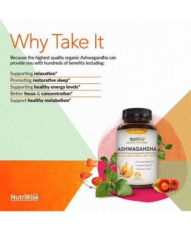 NutriRise Ashwagandha 1950 mg - 180 Capsules | Stress Relief & Wellness Supplement - Buy Online on GoSupps.com