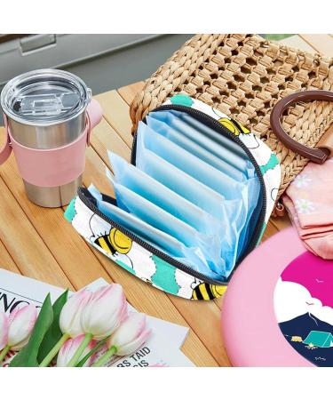 Stylish Menstruation Bag with Zipper | Cute Bee Pattern | Women's Tampon & Napkin Organizer | Perfect for Girls & Women - Buy Online on GoSupps.com