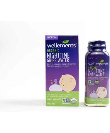 Wellements Organic Nighttime Gripe Water - 4 Fl Oz | Relieves Baby's Stomach Discomfort | Dye-Free, Paraben-Free - Buy Online on GoSupps.com