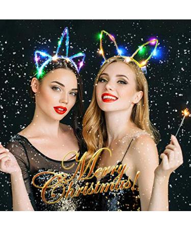 10Pcs LED Cat Ear Flower Crown Headband - Light Up Glow Hairband for Women, Girls - Perfect for Concerts, Parties, Halloween - Buy Online on GoSupps.com