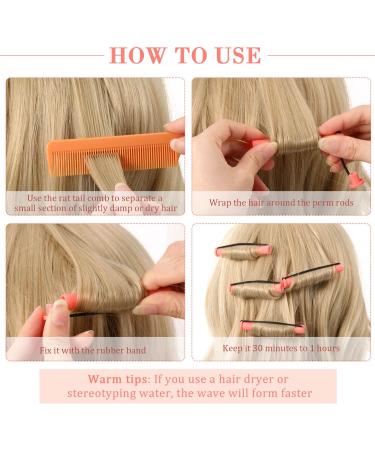 48 Piece Pink Hair Perm Rods Cold Wave Rods with Steel Pintail Comb - Hairdressing Styling Tools - 0.51 Inch - Pack of 1 - Buy Online on GoSupps.com