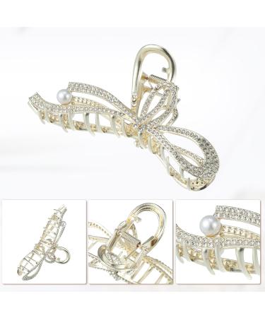 VOCOSTE Hair Clip Classic Rhinestone Bow Tie Hair Clip for Women Gold Tone - Buy Online on GoSupps.com