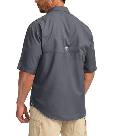 Men's Fishing Shirt UPF 50+ Lightweight Cool Short Sleeve Zipper Pockets Dark Grey XL - Buy Online on GoSupps.com