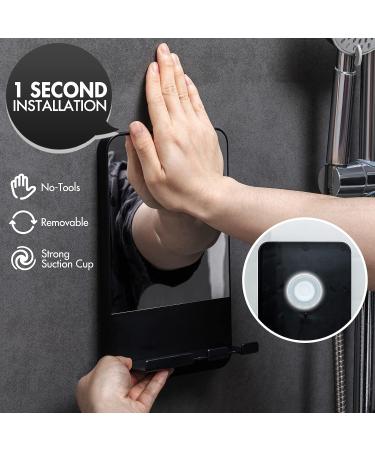 TAILI Fogless Shower Mirror with Razor Holder - No Drilling, Removable, Shatterproof & Waterproof - Black - Buy Online on GoSupps.com