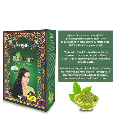 Kangana Black Henna Hair Dye Powder for 100% Grey Coverage - 6 Pouches, 60g | Natural Black Henna Hair Color - Buy Online on GoSupps.com