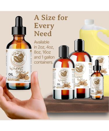 Organic Wheat Germ Oil 4oz - Bella Terra Oils | Vitamin E & C Face Oil for Natural Glow & Suppleness - Buy Online on GoSupps.com