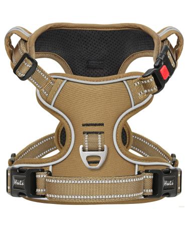 Heele dog harness breast harness for dogs running harness dog with lockable snap lock adjustable reflective dog harness open on the neck anti-train dog harness khaki m m-breast scope: 38-71cm castle-khaki