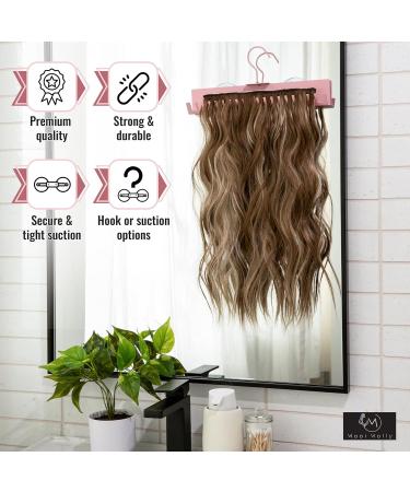 Hair Extension Holder - Lightweight Hair Extension Hanger w/ 2 Suction Cups 360 Rotating Hook - Smooth Powder- Coated Steel Hair Rack -Multi-Layer Hair Holder for Washing Drying & More - Buy Online on GoSupps.com