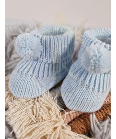 Royal Icon Newborn Baby Booties | 0-3 Months | Pom Pom Bootees for Boys & Girls | Blue | RI408 - Buy Online on GoSupps.com