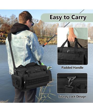 GOBUROS Waterproof Fishing Tackle Bag with EVA Bottom - Rod Holder, Pliers Storage | Soft Tackle Box Storage Bag for Fishing - Buy Online on GoSupps.com