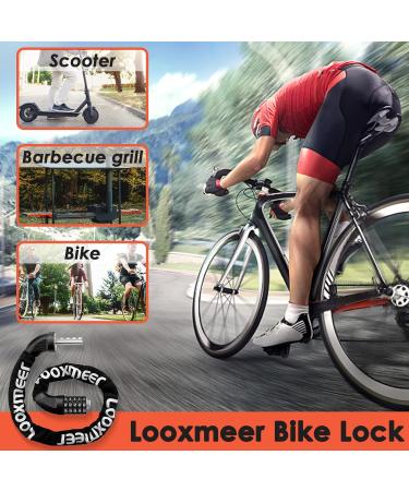 Looxmeer 90cm Bicycle Lock - High Safety Chain Lock with 5-Digit Code Hardened Steel Black - Secure Your Bike Anywhere - Buy Online on GoSupps.com