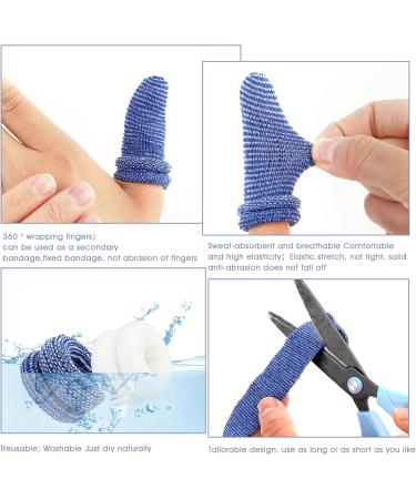 Finger Bandage Finger Roll Tubular Bandage Finger Cots Dressings - 40 Pcs, Blue & White - Protects Finger Tips from Sprains and Swelling - 9.3 * 1.2 Inch - Buy Online on GoSupps.com