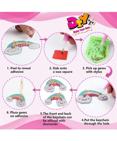 Urlax Arts and Crafts Kit for Kids Ages 8-12 - DIY Gem Keychains & 5D Diamond Painting Set - 6 Pcs Gem Painting Kits for Girls - Gift Ideas for Ages 5-12 - Buy Online on GoSupps.com