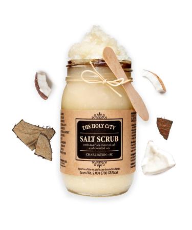 HOLY CITY SKIN PRODUCTS Exfoliating Body Scrub - Pure Dead Sea Salt Scrub for Hands and Body 16 fl oz Hydrating Moisturizing Skin Care for Body Acne Wrinkles (Coconut)