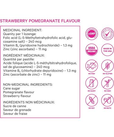 Pink Stork Fertility Sweets: Strawberry Pomegranate Fertility Supplements for Women + Prenatal Vitamins 100% Organic Folate B6 + Zinc Drop Women-Owned 30 Hard Lozenges - Buy Online on GoSupps.com