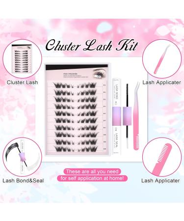 DIY Individual Lash Extension Kit - Fluffy Mink Fox Eye Lashes - Natural Look - 80pcs 10pairs - X-Cluster Lashes Kit 8-16MM - Buy Online on GoSupps.com