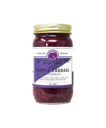 Raw Organic Sauerkraut, "Purple Cabbage" Variety, 16 Oz Jar