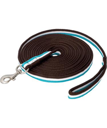 8m Equestrian Lunging Line for Horses | Soft Nylon Longs with Hand Loop & Carabiners | Floor Work Rope in Dark Brown/White/Gray - Buy Online on GoSupps.com