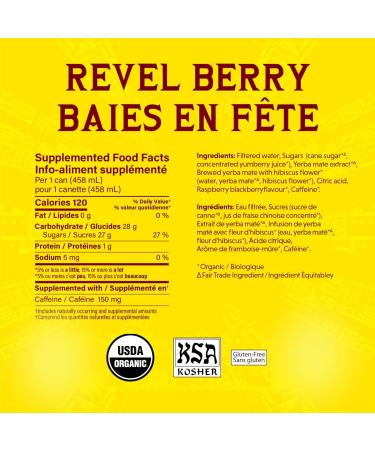 Guayaki Yerba Mate Tea Canned Beverage Revel Berry Flavor 458 mL (Pack of 12) - Buy Online on GoSupps.com
