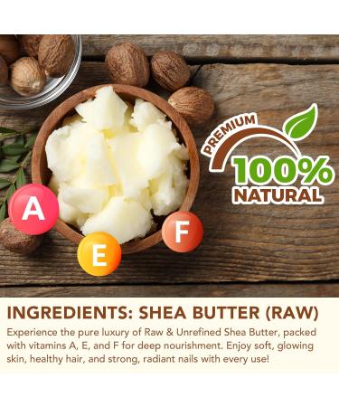 Raw & Unrefined Shea Butter for Body Face & Hair Pure Shea Butter with vitamins A E & F Long-Lasting Hydration for Dry Skin Hair Care DIY Lip Balm Natural Moisturizer 4.2 Fl Oz (Pack of 1) - Buy Online on GoSupps.com