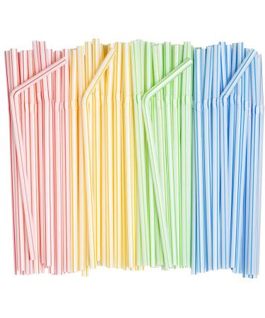 200 Pack Flexible Disposable Plastic Drinking Straws - 7.75